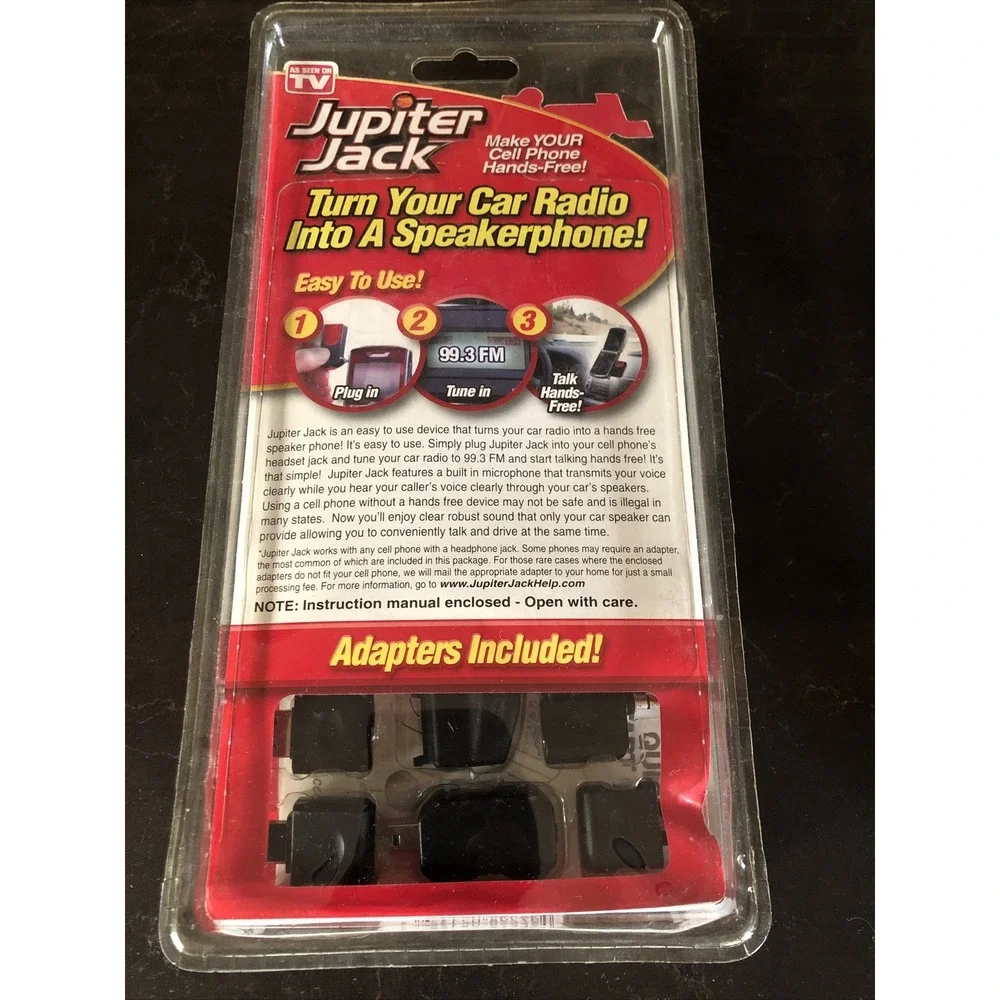 Jupiter Jack Cell Phone HANDS FREE Car Speakerphone Converter 6‎ NEW Adapter Kit